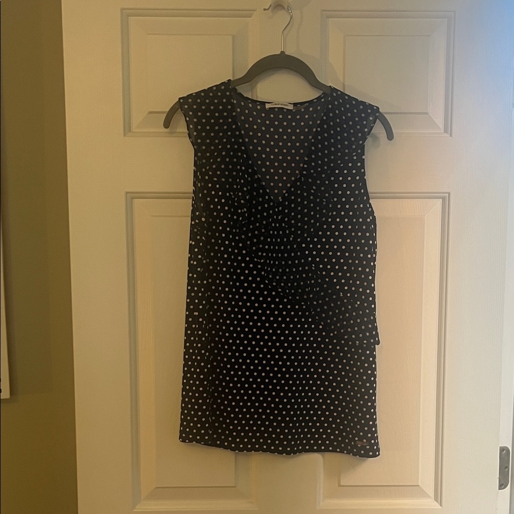 Elegant Navy Polka Dot Dress